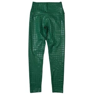 {aerie Offline} "The Hugger" Green Coated Houndstooth Gym Travel Leggings
